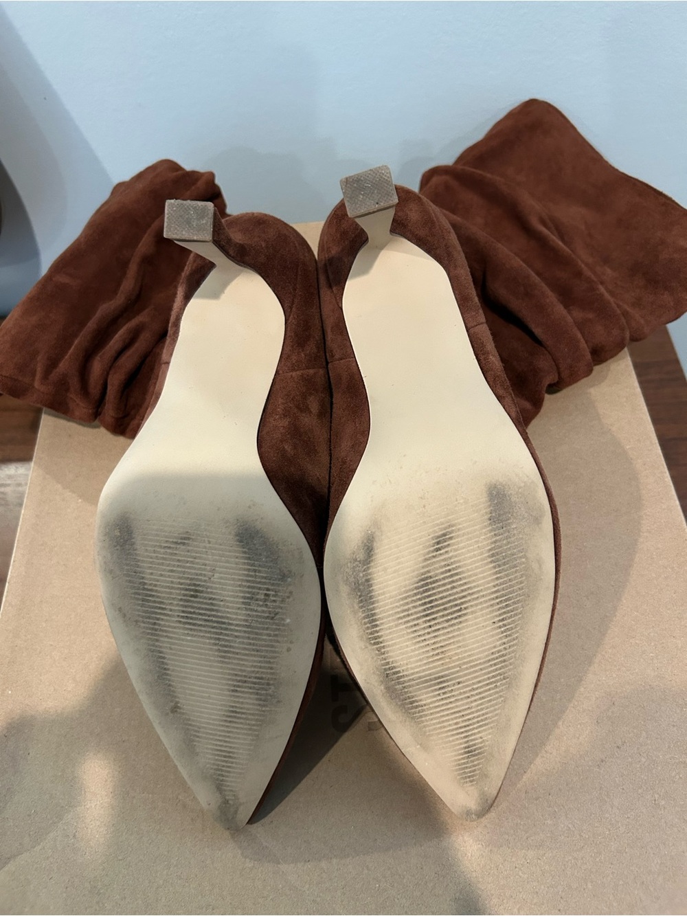 Steve Madden Brown Suede Slouch Heel Boots - Picture 5 of 6